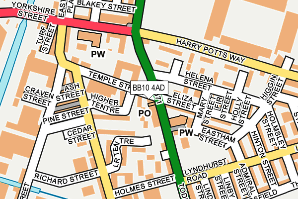 BB10 4AD map - OS OpenMap – Local (Ordnance Survey)