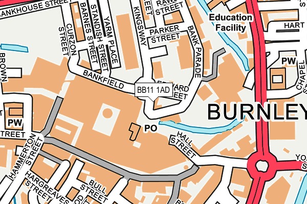BB11 1AD map - OS OpenMap – Local (Ordnance Survey)