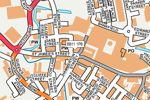 BB11 1PB map - OS OpenMap – Local (Ordnance Survey)