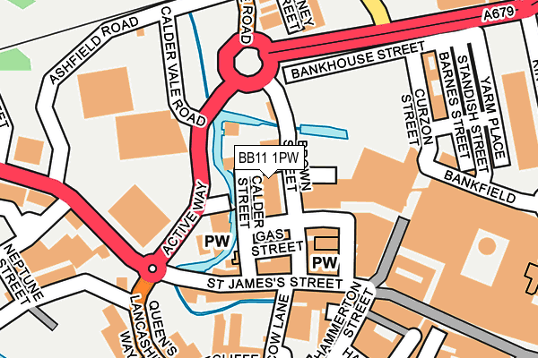 BB11 1PW map - OS OpenMap – Local (Ordnance Survey)