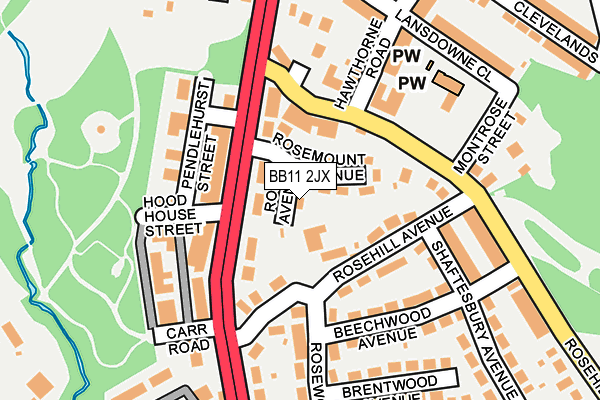 BB11 2JX map - OS OpenMap – Local (Ordnance Survey)