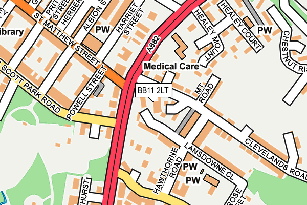 BB11 2LT map - OS OpenMap – Local (Ordnance Survey)