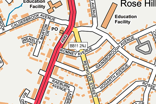 BB11 2NJ map - OS OpenMap – Local (Ordnance Survey)