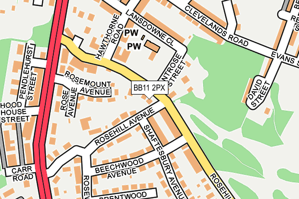 BB11 2PX map - OS OpenMap – Local (Ordnance Survey)