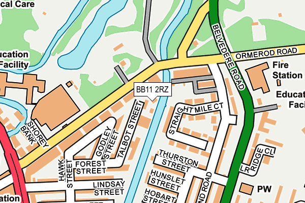 BB11 2RZ map - OS OpenMap – Local (Ordnance Survey)
