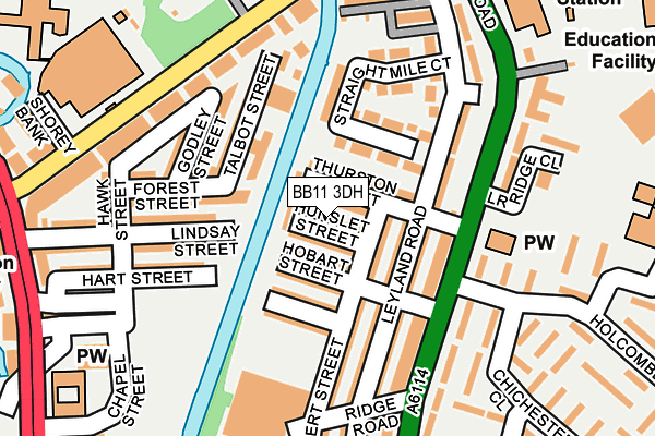 BB11 3DH map - OS OpenMap – Local (Ordnance Survey)