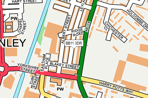 BB11 3DR map - OS OpenMap – Local (Ordnance Survey)