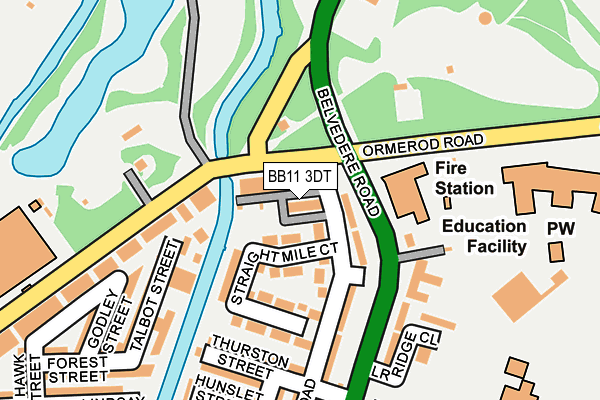 BB11 3DT map - OS OpenMap – Local (Ordnance Survey)