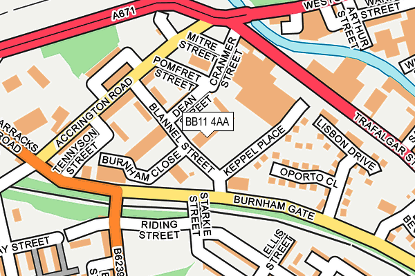BB11 4AA map - OS OpenMap – Local (Ordnance Survey)