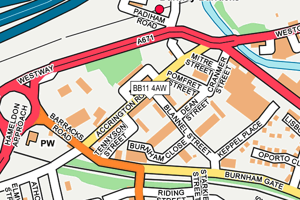 BB11 4AW map - OS OpenMap – Local (Ordnance Survey)