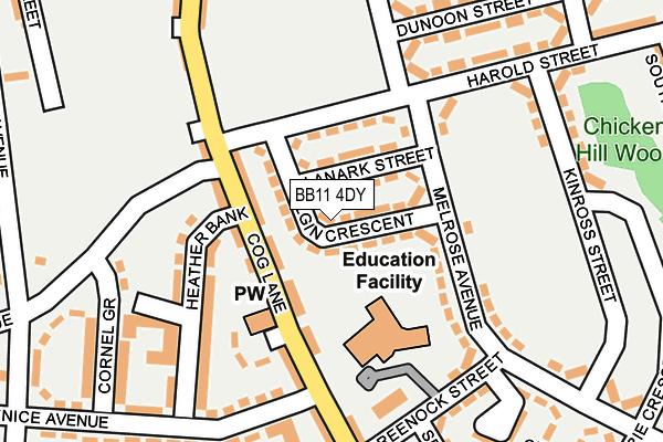 BB11 4DY map - OS OpenMap – Local (Ordnance Survey)