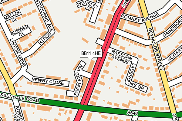 BB11 4HE map - OS OpenMap – Local (Ordnance Survey)