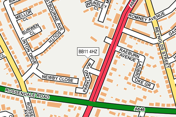 BB11 4HZ map - OS OpenMap – Local (Ordnance Survey)