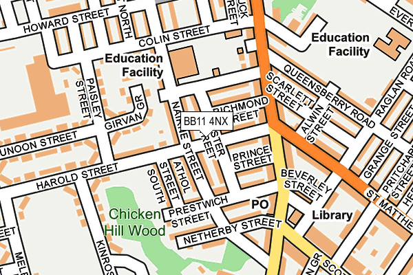 BB11 4NX map - OS OpenMap – Local (Ordnance Survey)