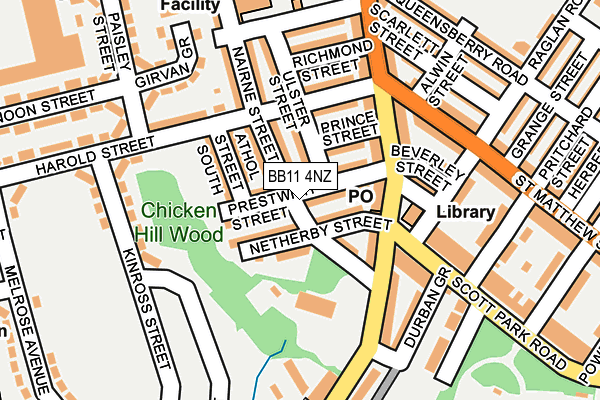 BB11 4NZ map - OS OpenMap – Local (Ordnance Survey)