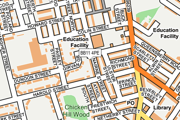 BB11 4PE map - OS OpenMap – Local (Ordnance Survey)