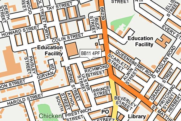 BB11 4PF map - OS OpenMap – Local (Ordnance Survey)