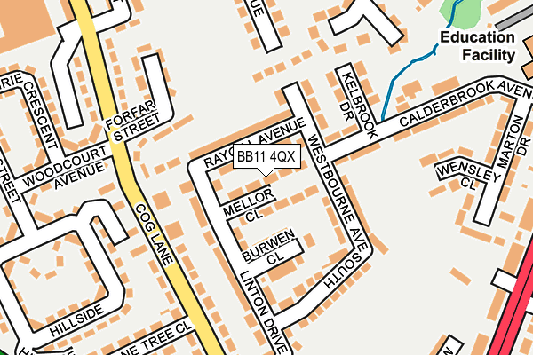 BB11 4QX map - OS OpenMap – Local (Ordnance Survey)