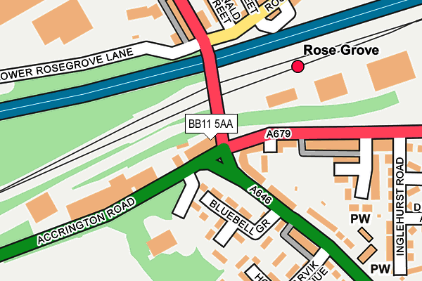 BB11 5AA map - OS OpenMap – Local (Ordnance Survey)