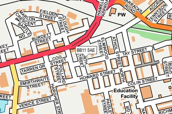 BB11 5AE map - OS OpenMap – Local (Ordnance Survey)