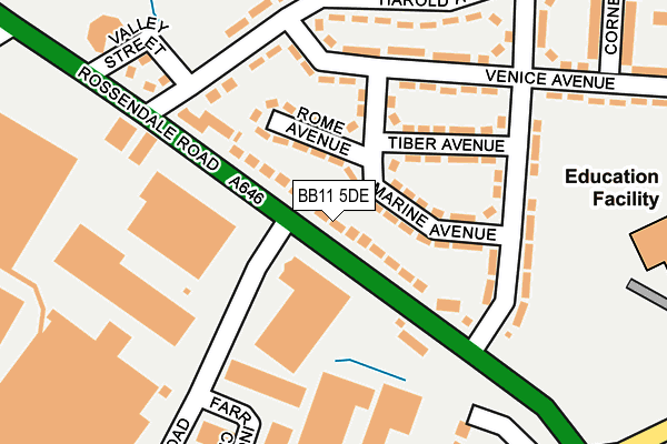 BB11 5DE map - OS OpenMap – Local (Ordnance Survey)