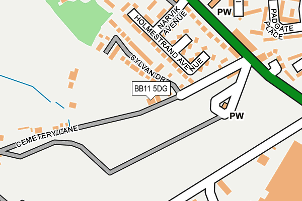BB11 5DG map - OS OpenMap – Local (Ordnance Survey)