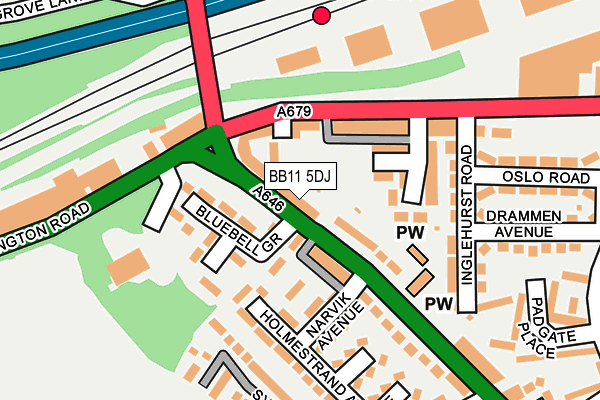 BB11 5DJ map - OS OpenMap – Local (Ordnance Survey)