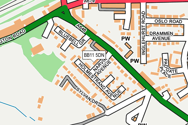 BB11 5DN map - OS OpenMap – Local (Ordnance Survey)