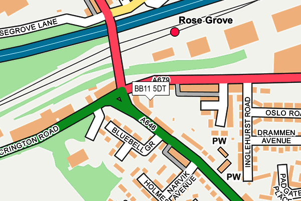 BB11 5DT map - OS OpenMap – Local (Ordnance Survey)