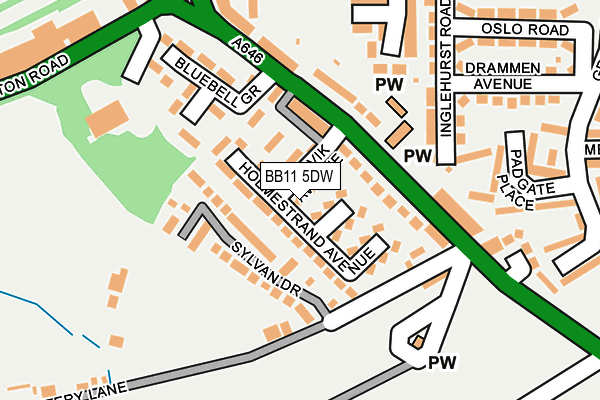 BB11 5DW map - OS OpenMap – Local (Ordnance Survey)