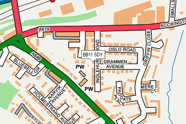 BB11 5DY map - OS OpenMap – Local (Ordnance Survey)