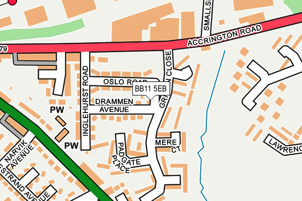 BB11 5EB map - OS OpenMap – Local (Ordnance Survey)