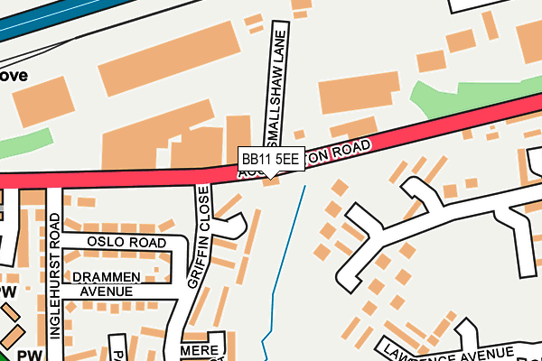 BB11 5EE map - OS OpenMap – Local (Ordnance Survey)