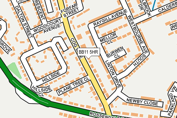 BB11 5HR map - OS OpenMap – Local (Ordnance Survey)