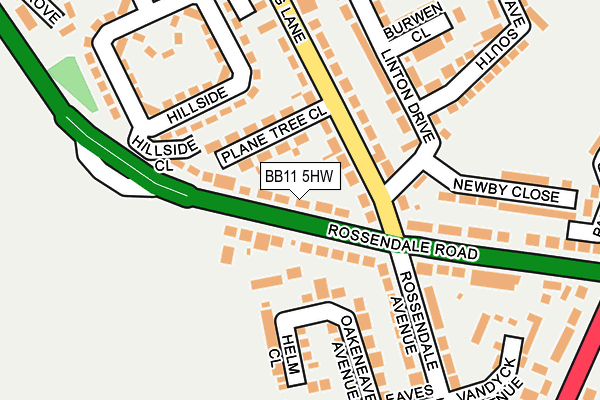 BB11 5HW map - OS OpenMap – Local (Ordnance Survey)