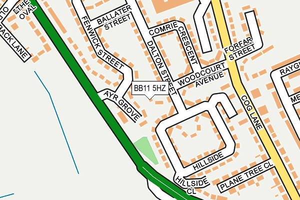 BB11 5HZ map - OS OpenMap – Local (Ordnance Survey)