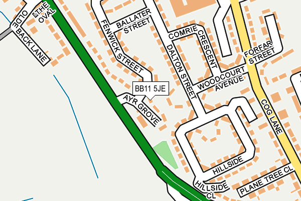 BB11 5JE map - OS OpenMap – Local (Ordnance Survey)