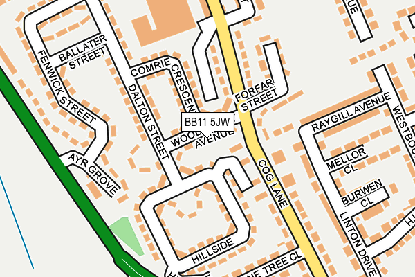 BB11 5JW map - OS OpenMap – Local (Ordnance Survey)