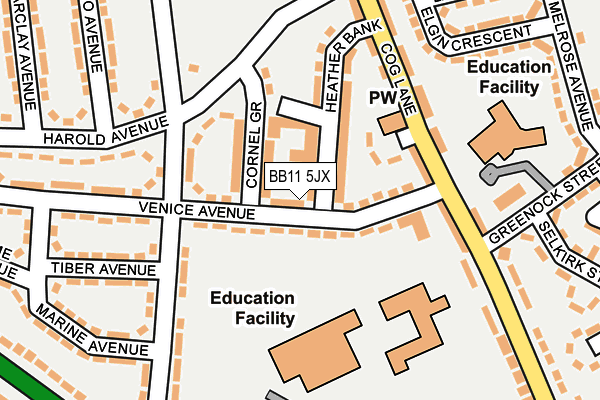 BB11 5JX map - OS OpenMap – Local (Ordnance Survey)