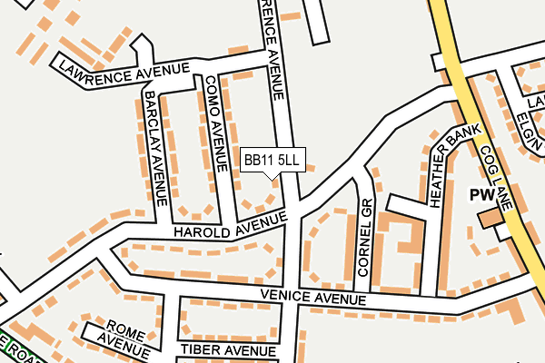 BB11 5LL map - OS OpenMap – Local (Ordnance Survey)
