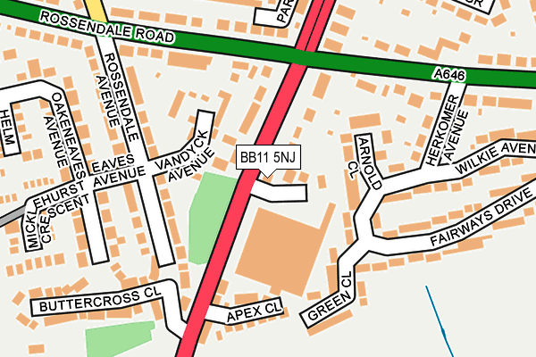 BB11 5NJ map - OS OpenMap – Local (Ordnance Survey)