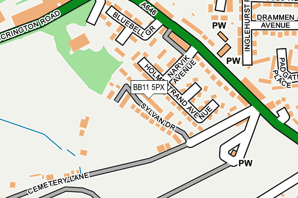 BB11 5PX map - OS OpenMap – Local (Ordnance Survey)