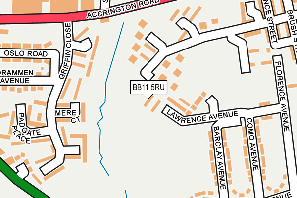BB11 5RU map - OS OpenMap – Local (Ordnance Survey)