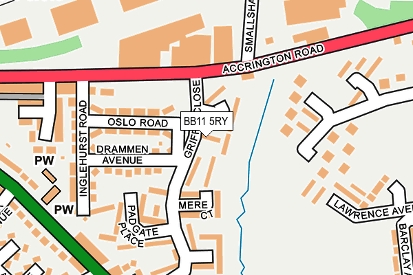 BB11 5RY map - OS OpenMap – Local (Ordnance Survey)