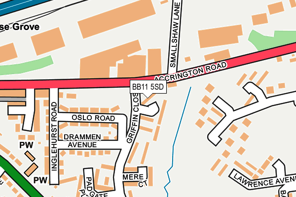 BB11 5SD map - OS OpenMap – Local (Ordnance Survey)