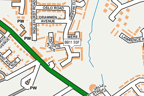 BB11 5SF map - OS OpenMap – Local (Ordnance Survey)
