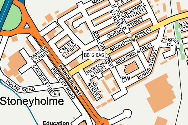 BB12 0AS map - OS OpenMap – Local (Ordnance Survey)