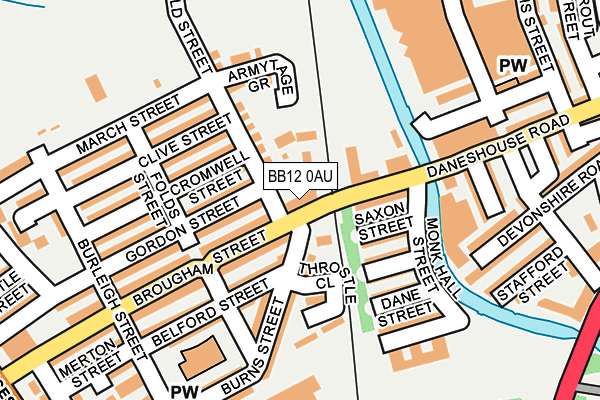 BB12 0AU map - OS OpenMap – Local (Ordnance Survey)