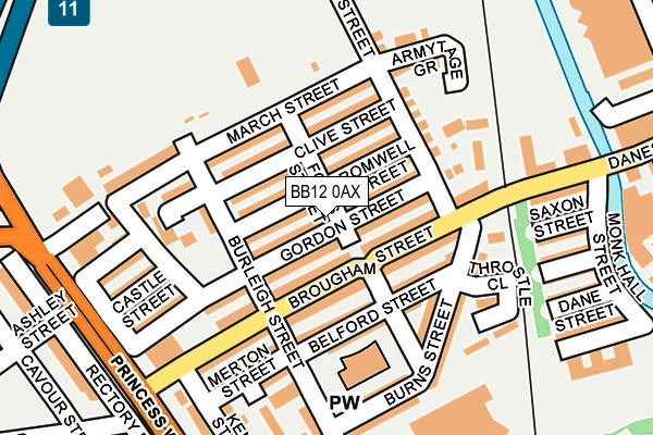 BB12 0AX map - OS OpenMap – Local (Ordnance Survey)