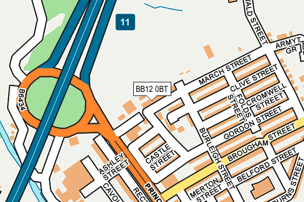 BB12 0BT map - OS OpenMap – Local (Ordnance Survey)